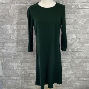 J. Jill Forest Green Long Sleeve Ponte Knit Dress